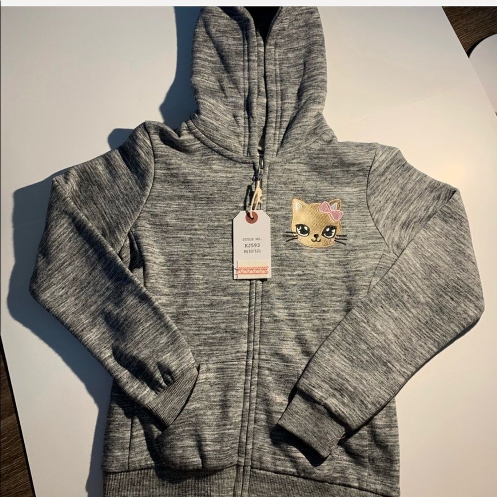 Girls Pink Kitten Hoodie